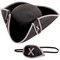 Black Pirate Hat and Eye Patch for Halloween Outfit - Tricorn Hat for Birthday Party Costume, Dess Up, Adult Size